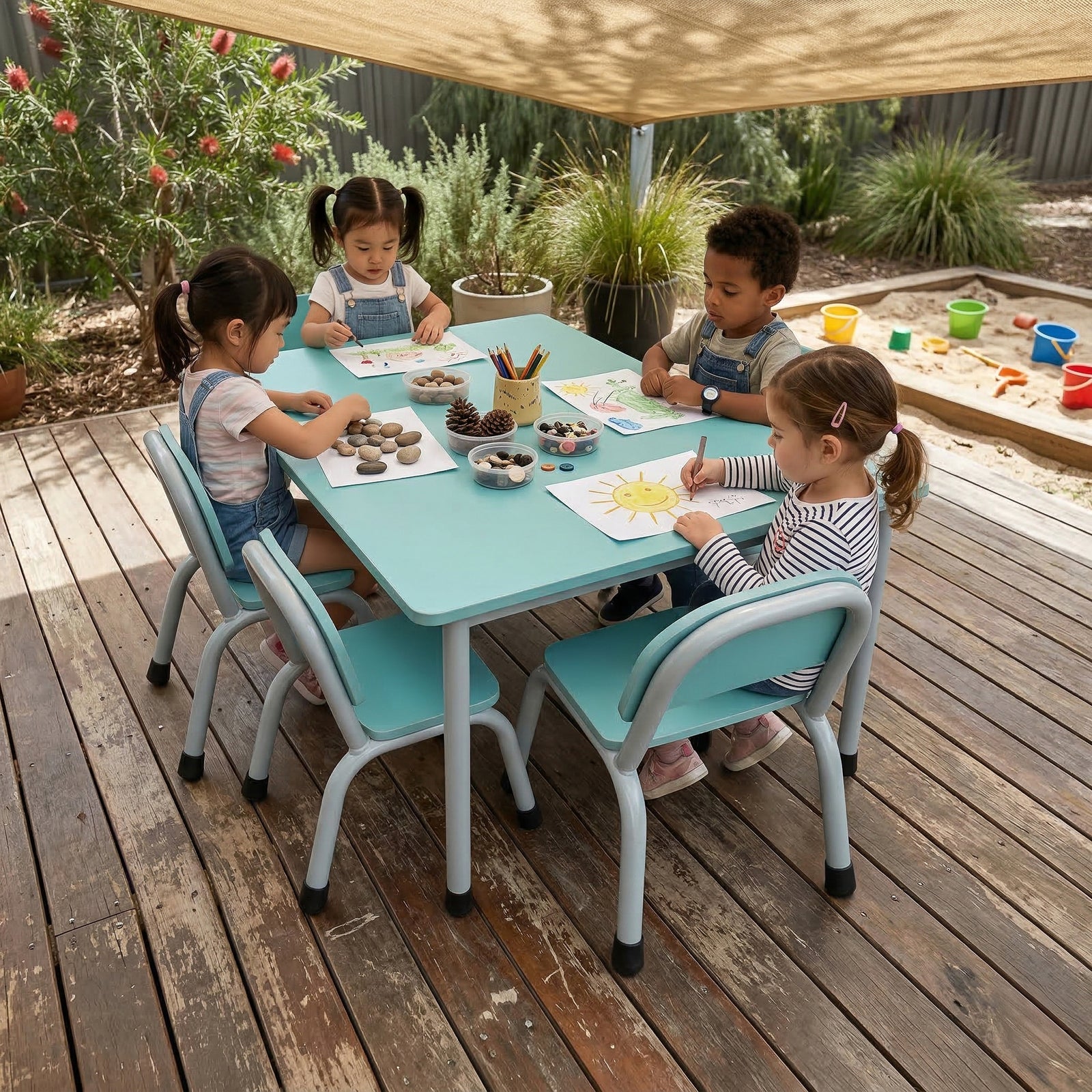 Outdoor Classroom Table and Chairs Set of 7