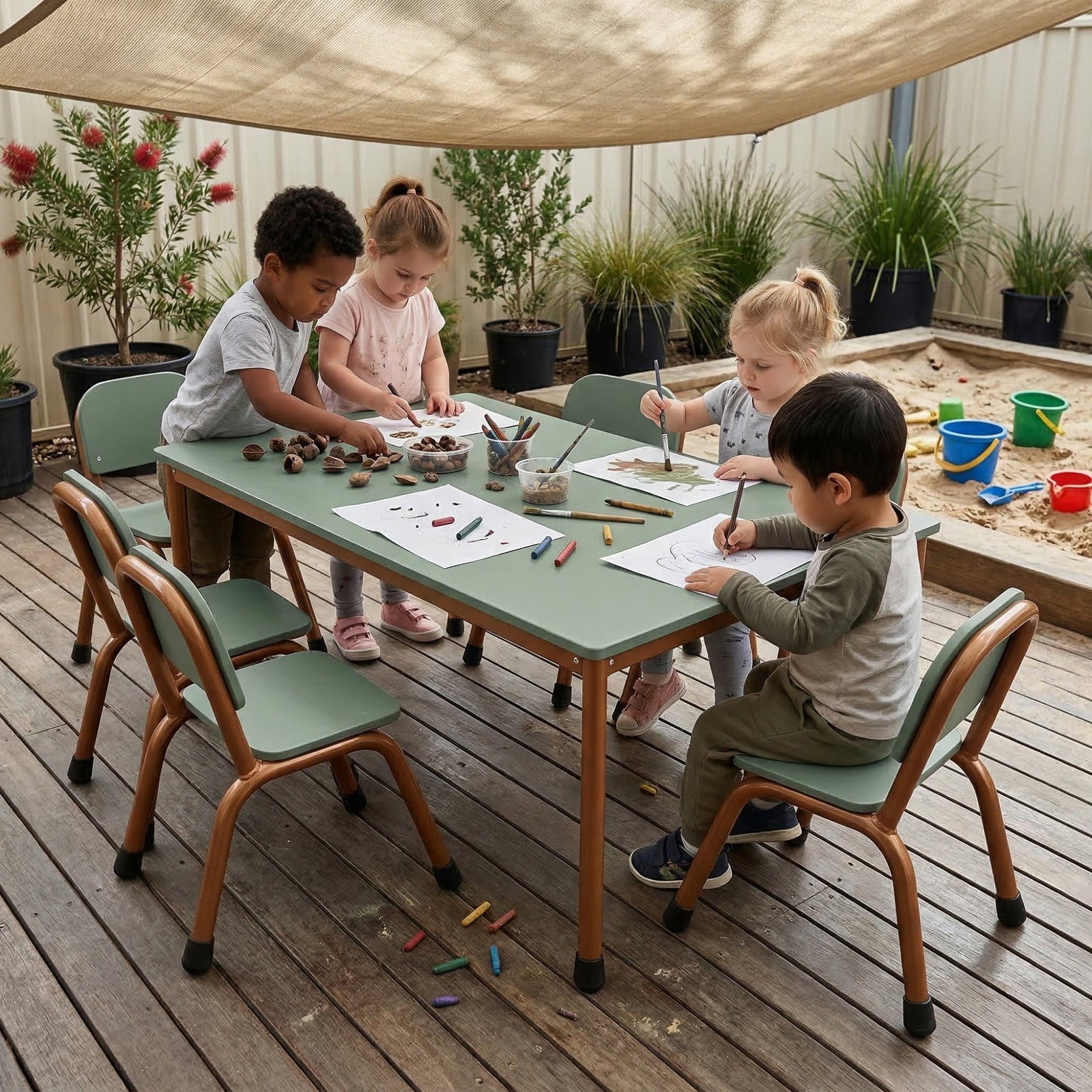 Outdoor Classroom Table and Chairs Set of 7