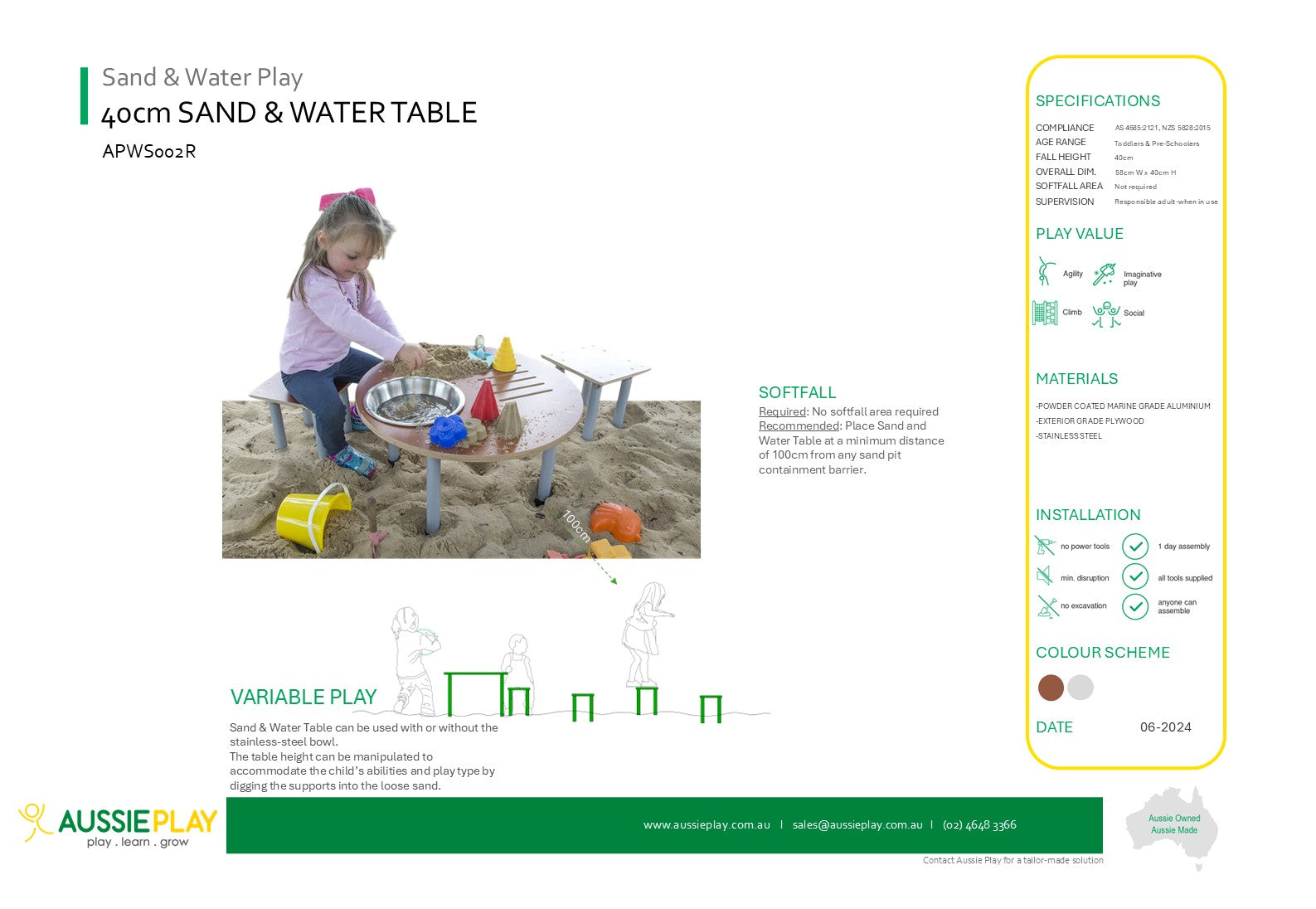 Circular Sand and Water Table for Children - 40cm High
