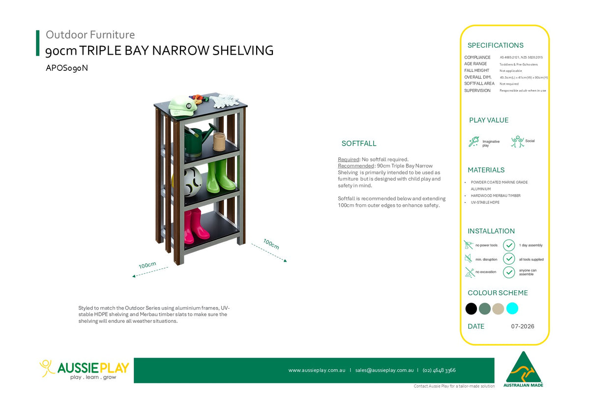 90cm Triple Bay Narrow Shelving