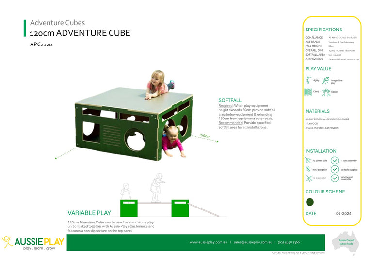 Movable playground equipment plywood cube