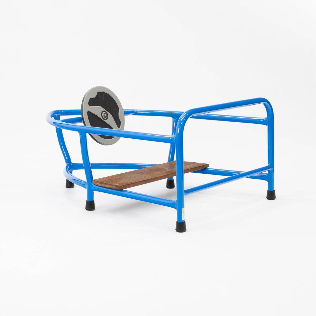 Aussie Play Speed Boat supporting imaginative and cooperative play in early childhood settings, crafted from durable powder-coated blue aluminium with hardwood Merbau seats.