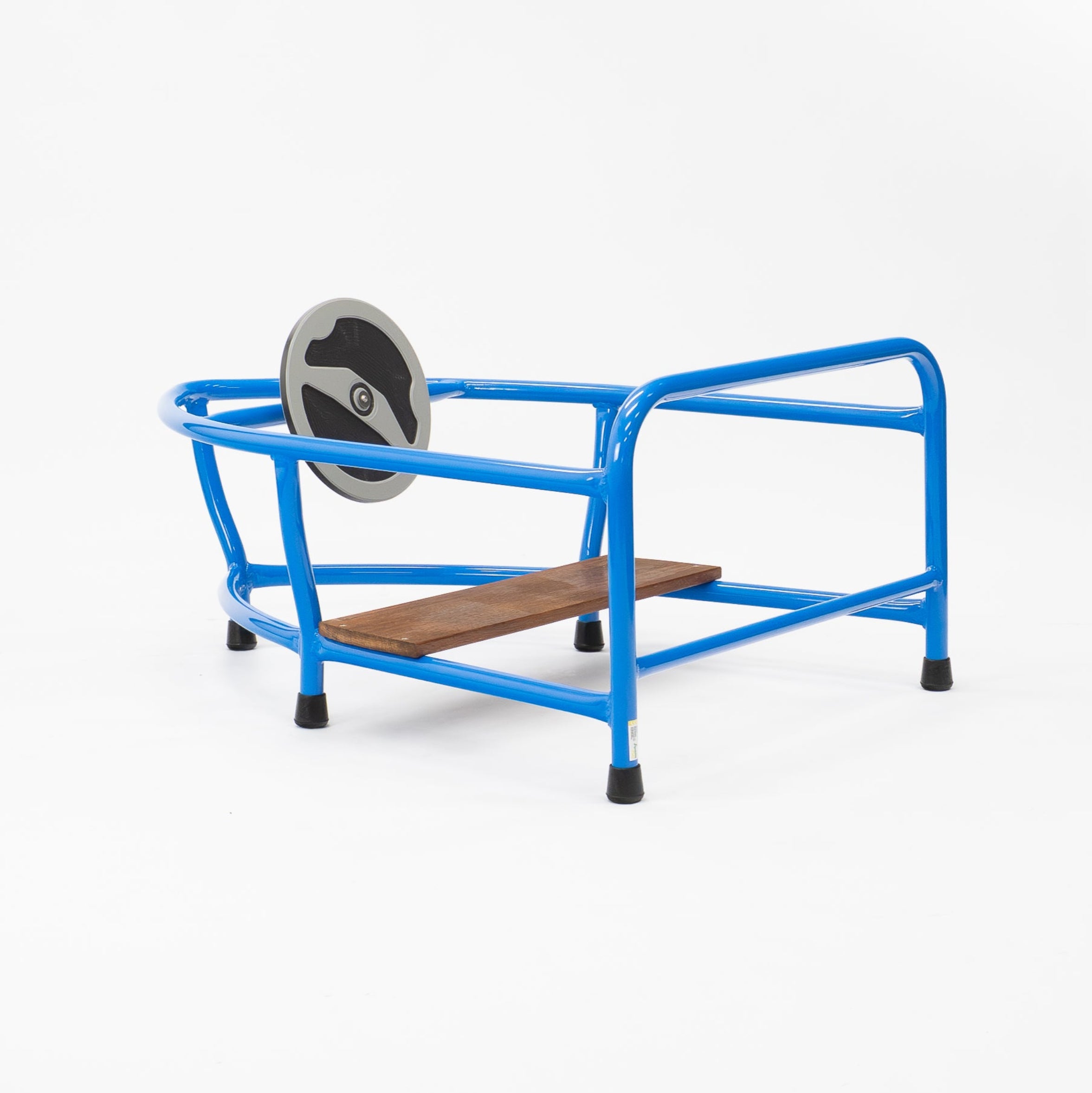 Aussie Play Speed Boat supporting imaginative and cooperative play in early childhood settings, crafted from durable powder-coated blue aluminium with hardwood Merbau seats.
