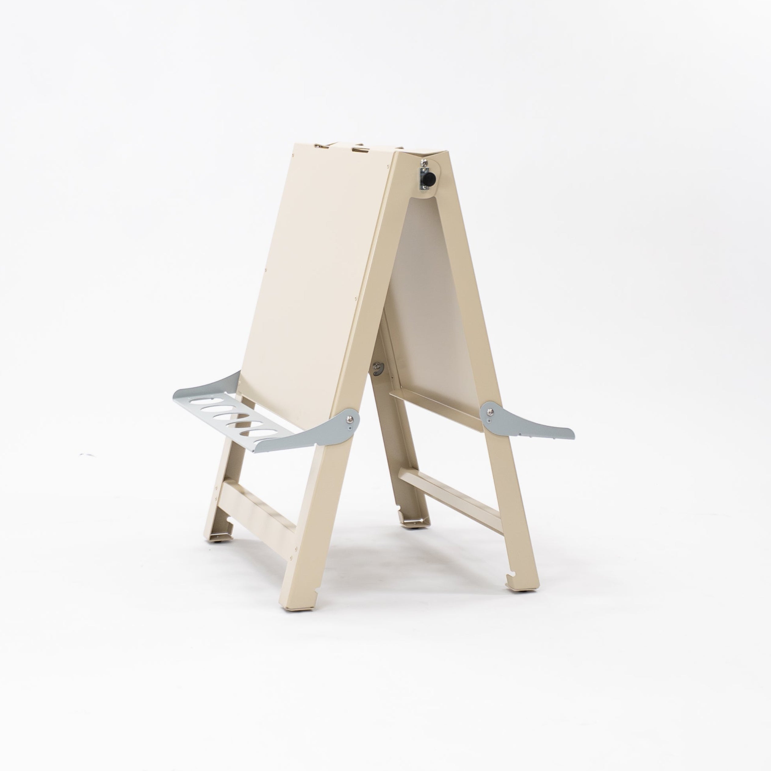 Double-sided painting easel sized for toddlers, crafted from durable aluminium and powder-coated steel for easy cleaning after messy play. Supports A2 paper secured by pegs or clips, allowing two toddlers to create side by side. Ideal art resource for early childhood educators, childcare centres, daycare and preschool settings supporting creative play and fine-motor development.