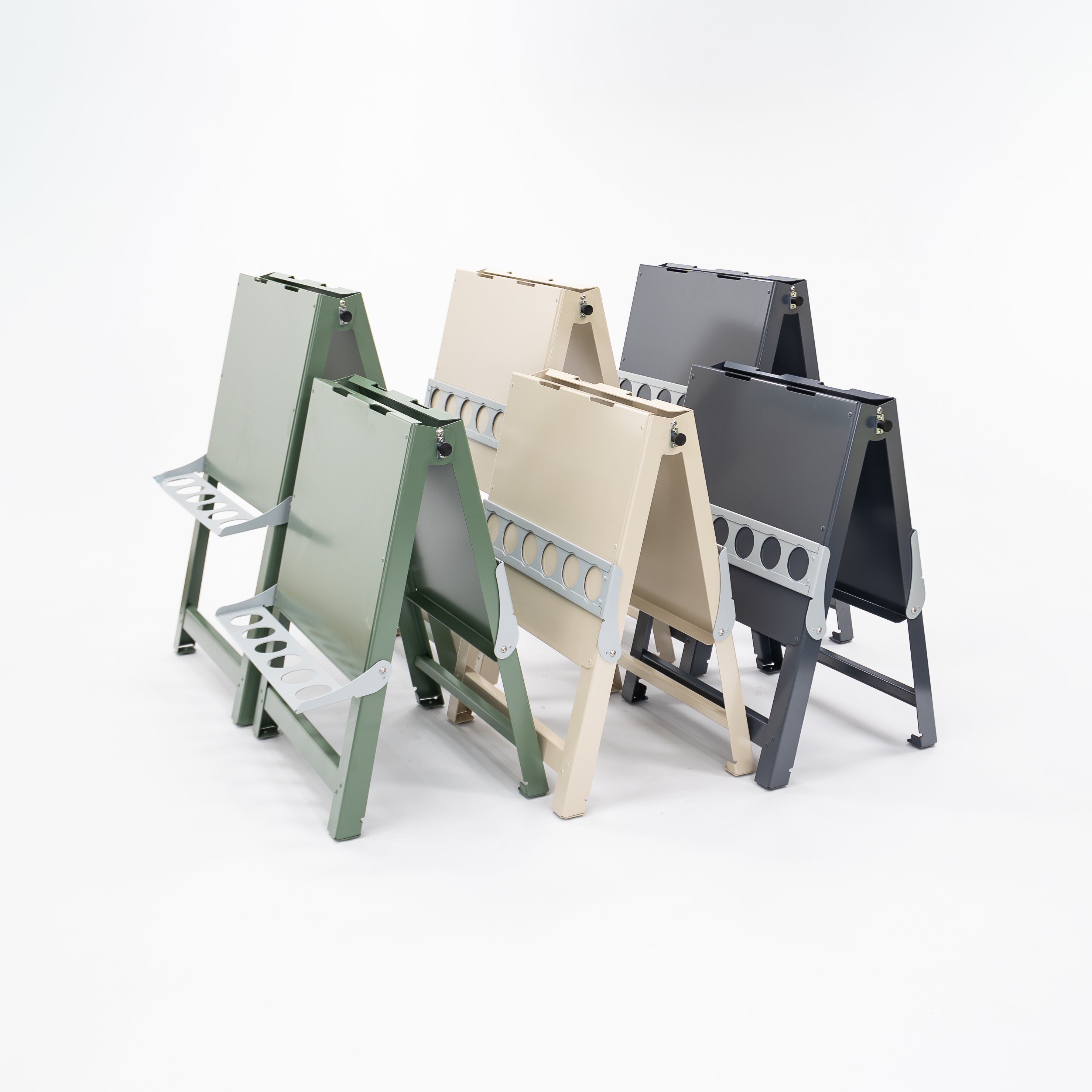 Australian-made aluminium double-sided painting easel for children, ideal for childcare centres, daycare and early childhood education settings indoors and outdoors.