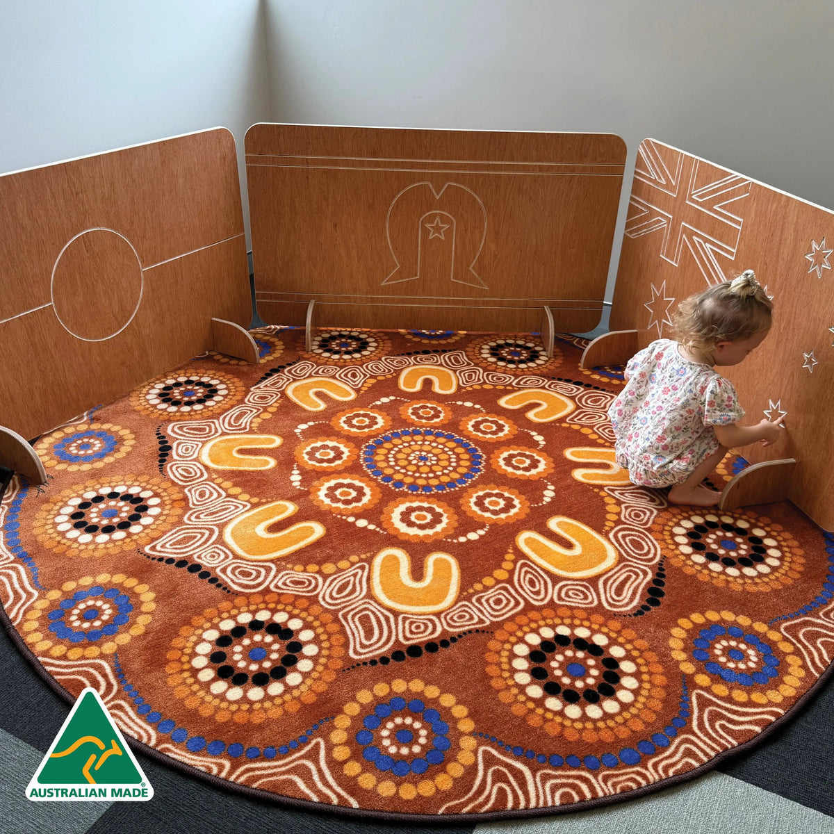 Australian Flags Room Dividers — Australian Indigenous flag-themed room dividers for classrooms