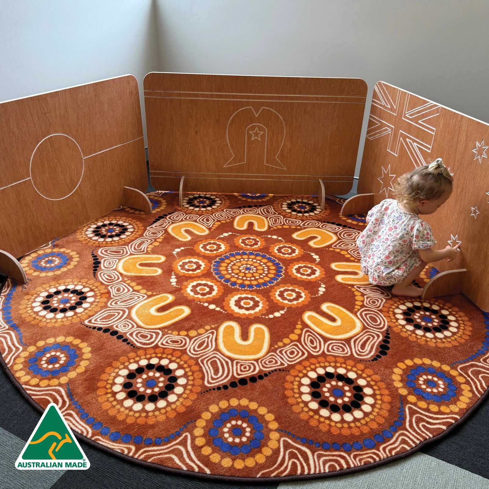 Australian Flags Room Dividers — Australian Indigenous flag-themed room dividers for classrooms
