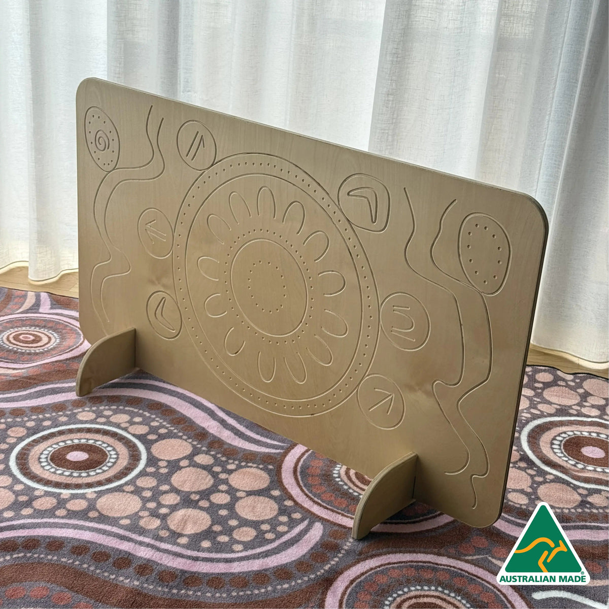 Yarning Circle Indigenous Room Divider — Indigenous Aboriginal art room divider for early childhood classroom spaces