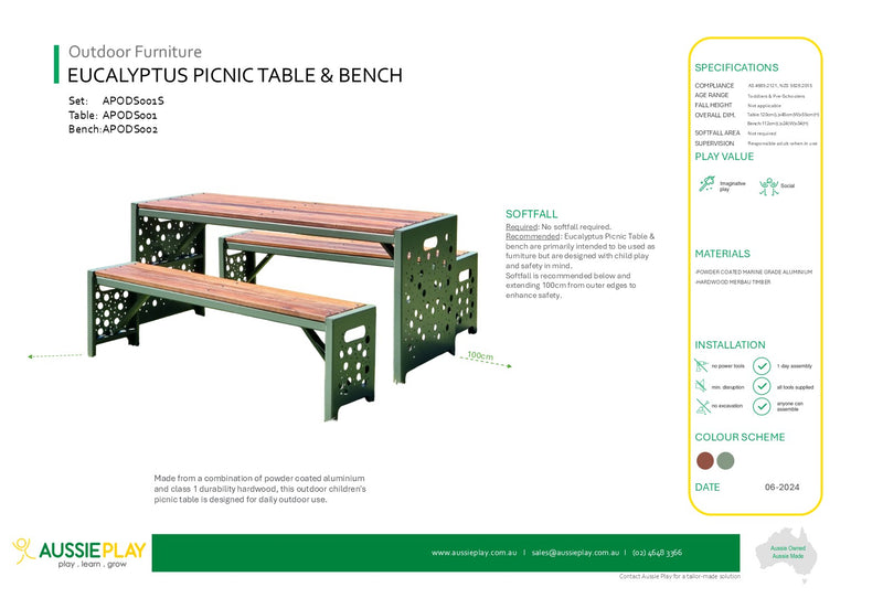 Eucalyptus Picnic Table & Bench