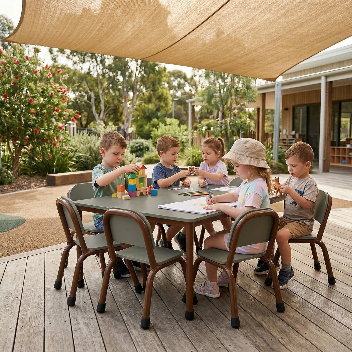 Outdoor Classroom Table and Chairs Set of 7