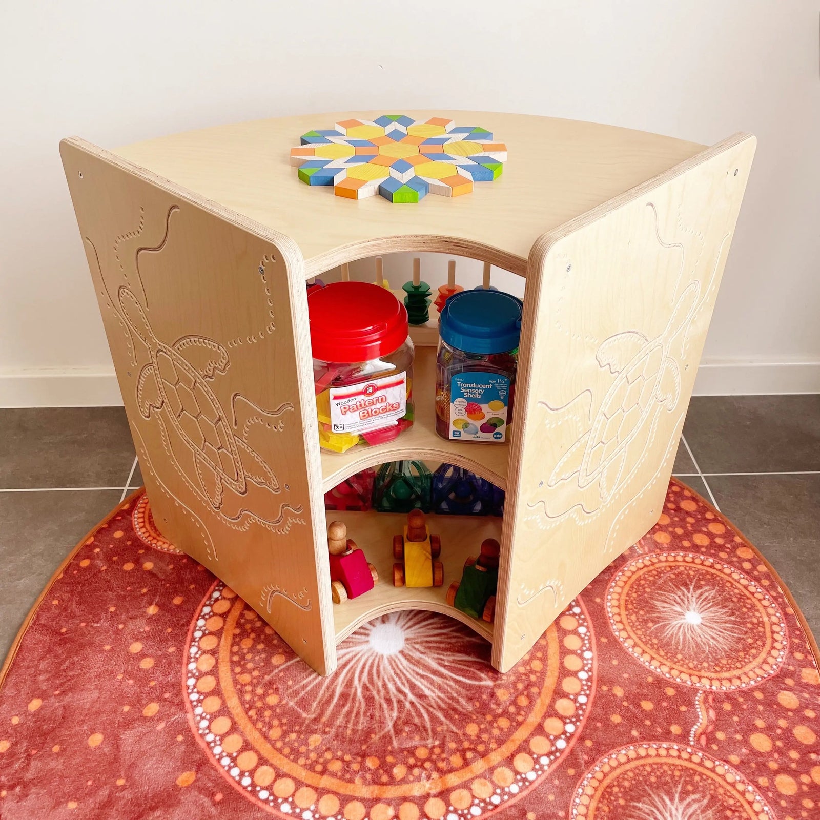 Indigenous Turtle Shelf Curved 60cm — tenth classroom view