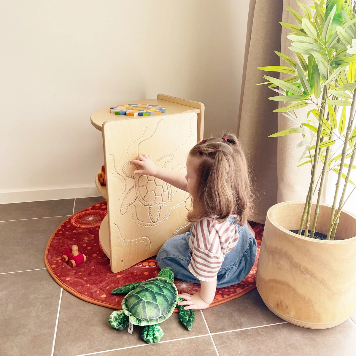 Indigenous Turtle Shelf Curved 60cm — seventh classroom view