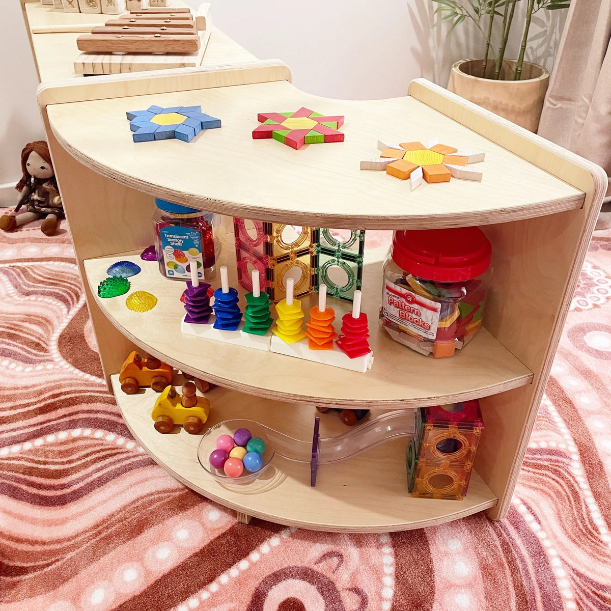 Indigenous Turtle Shelf Curved 60cm — second classroom view