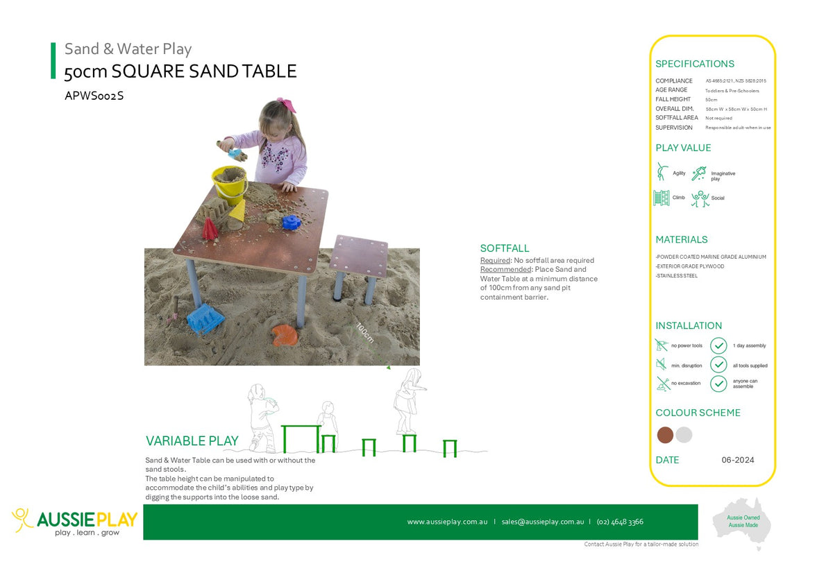 50cm High Square Sand Table