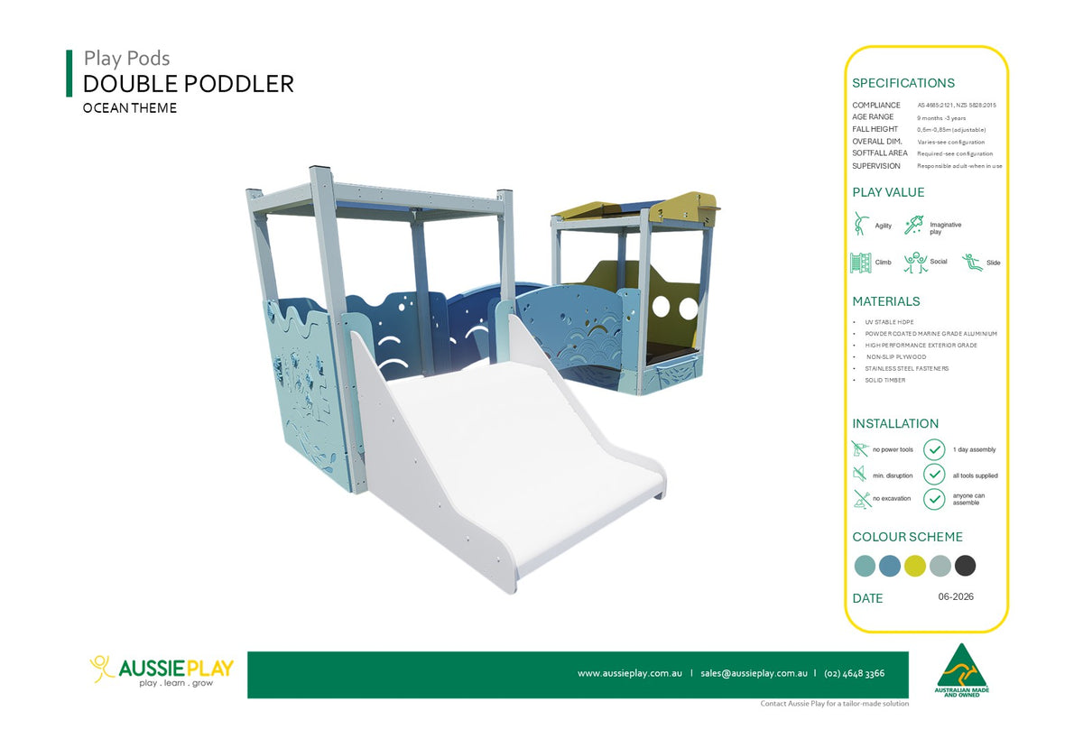 Ocean Blue Double Poddler - Baby Play Pod