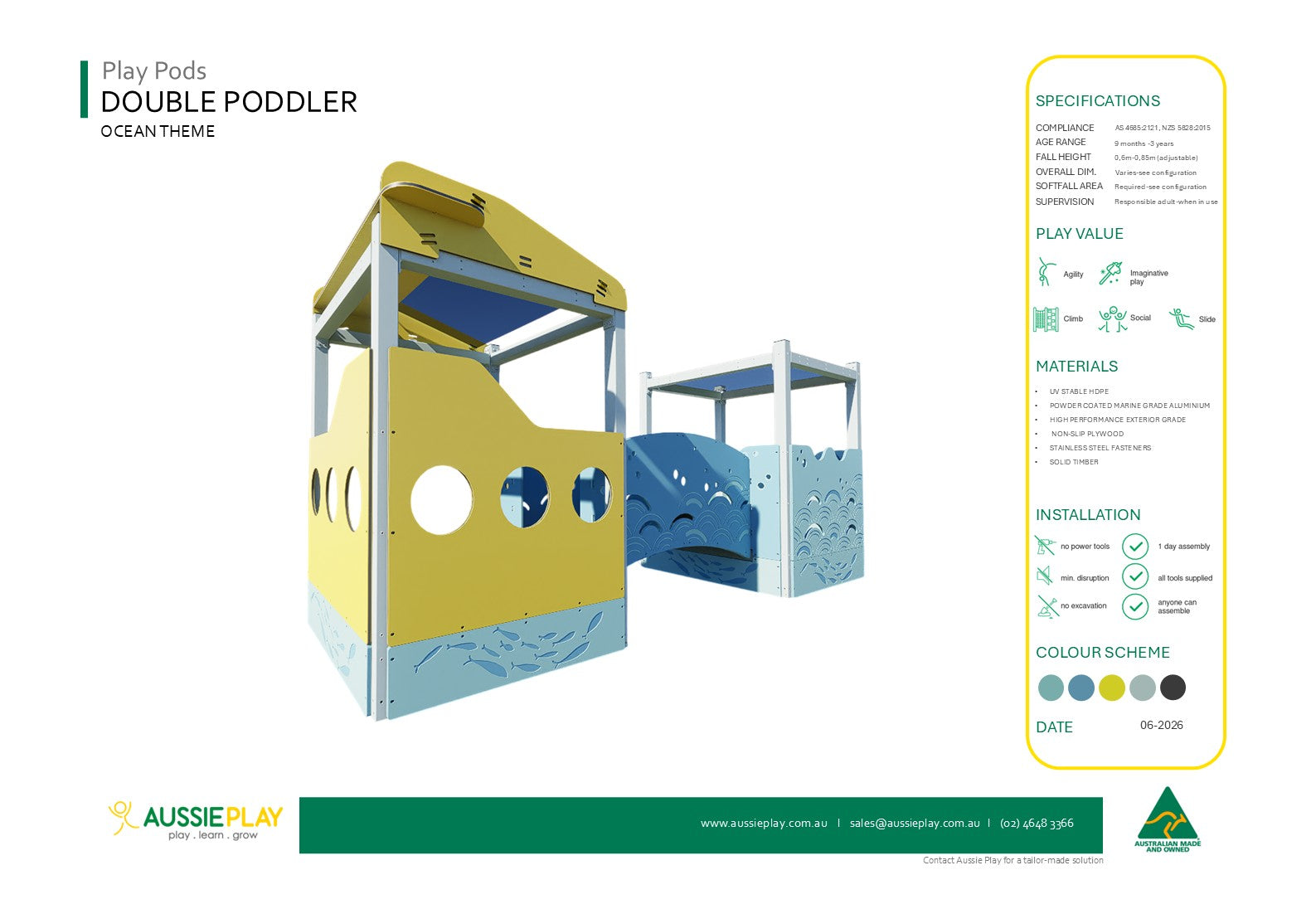 Ocean Blue Double Poddler - Baby Play Pod