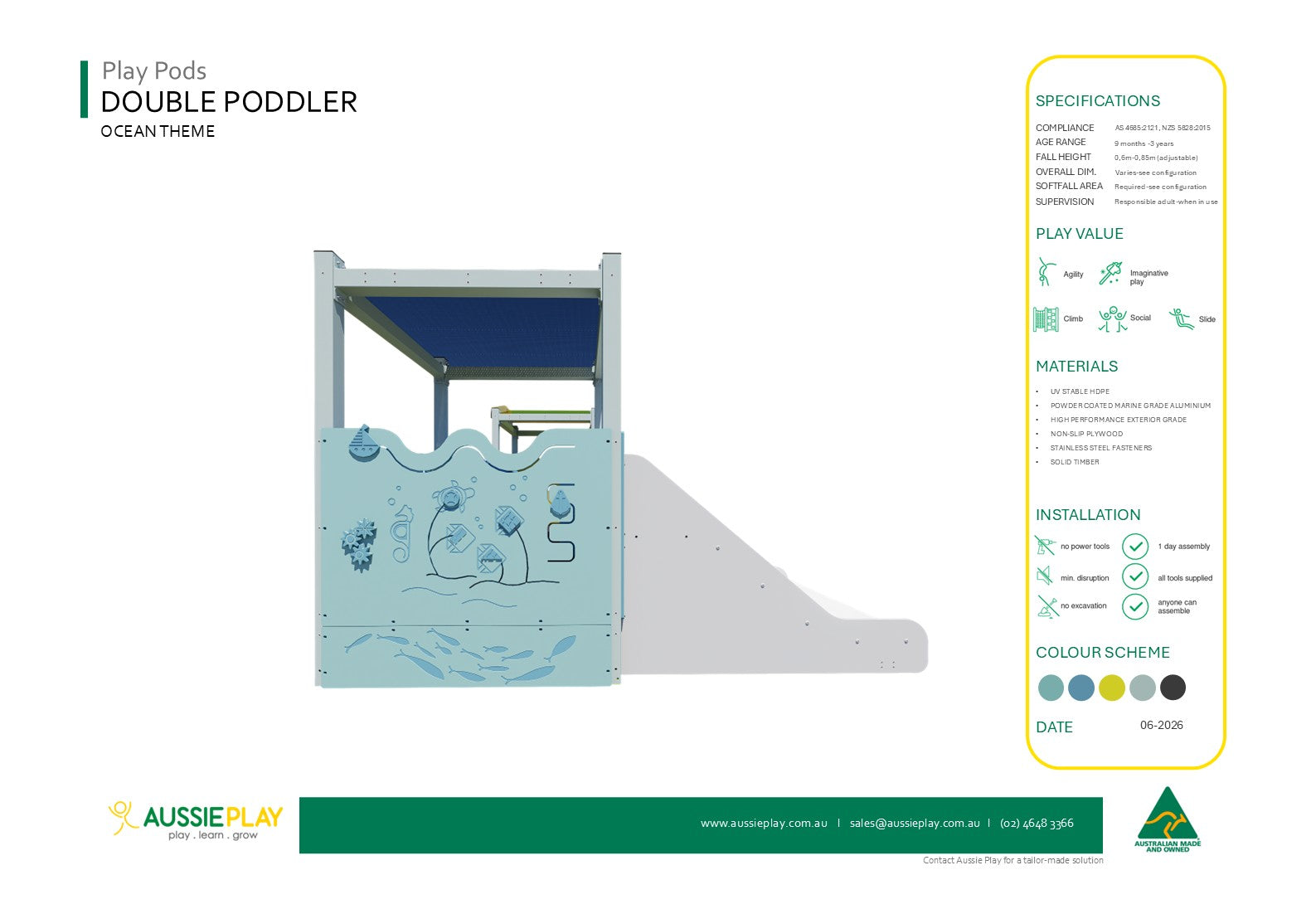Ocean Blue Double Poddler - Baby Play Pod