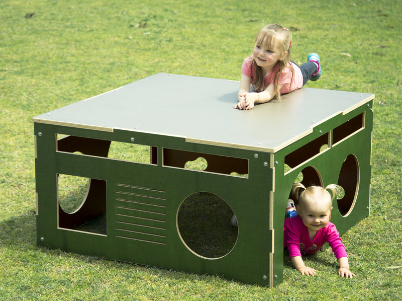 Movable playground equipment plywood cube